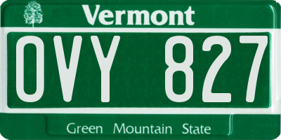 VT license plate OVY827
