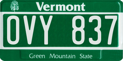 VT license plate OVY837