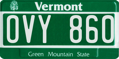VT license plate OVY860