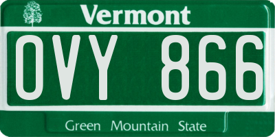 VT license plate OVY866