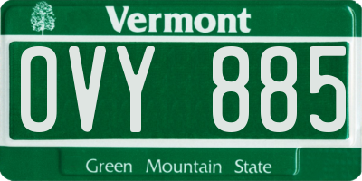 VT license plate OVY885