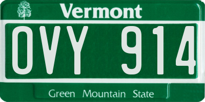 VT license plate OVY914