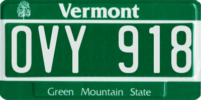VT license plate OVY918