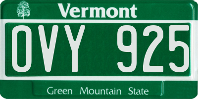 VT license plate OVY925