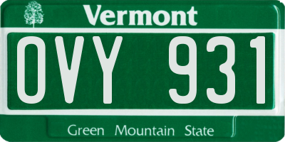 VT license plate OVY931