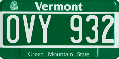 VT license plate OVY932