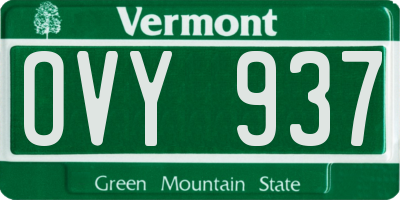 VT license plate OVY937