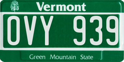 VT license plate OVY939