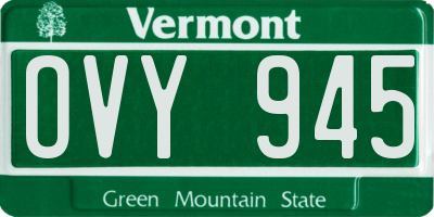 VT license plate OVY945