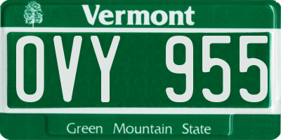 VT license plate OVY955