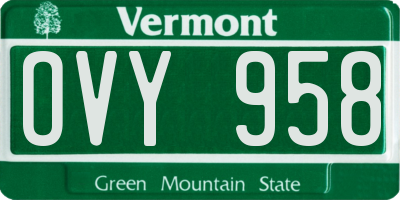 VT license plate OVY958