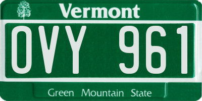 VT license plate OVY961