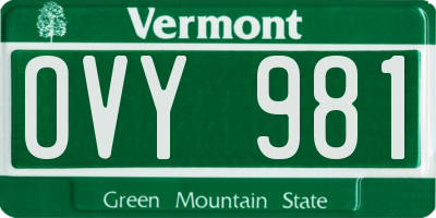 VT license plate OVY981