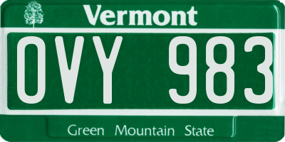 VT license plate OVY983