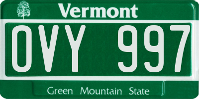 VT license plate OVY997