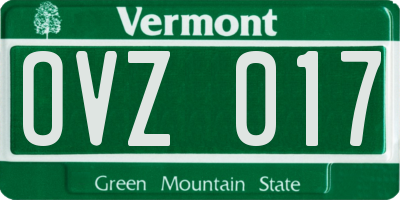 VT license plate OVZ017