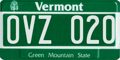 VT license plate OVZ020
