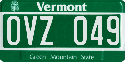 VT license plate OVZ049