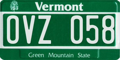 VT license plate OVZ058