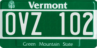 VT license plate OVZ102