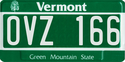 VT license plate OVZ166