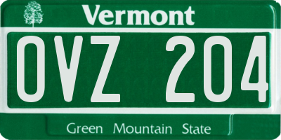 VT license plate OVZ204