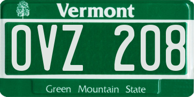 VT license plate OVZ208