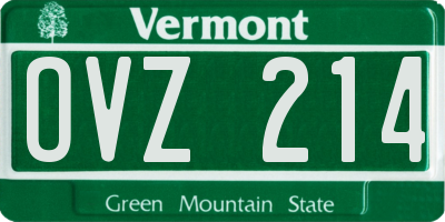 VT license plate OVZ214