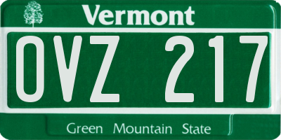 VT license plate OVZ217