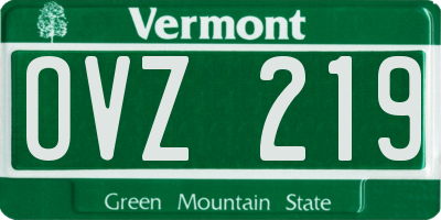 VT license plate OVZ219