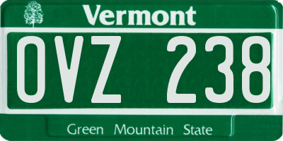 VT license plate OVZ238