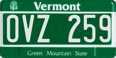 VT license plate OVZ259