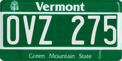 VT license plate OVZ275