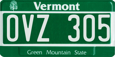 VT license plate OVZ305