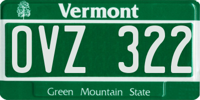 VT license plate OVZ322
