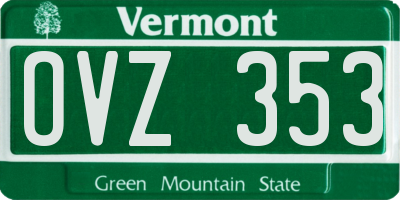 VT license plate OVZ353