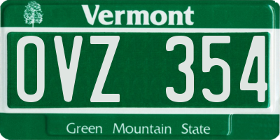 VT license plate OVZ354