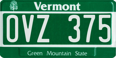 VT license plate OVZ375