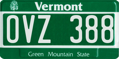 VT license plate OVZ388