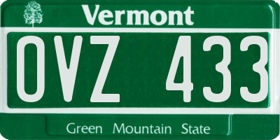 VT license plate OVZ433