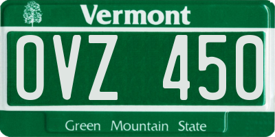 VT license plate OVZ450