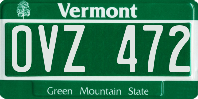 VT license plate OVZ472