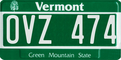 VT license plate OVZ474