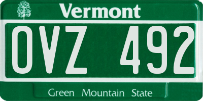 VT license plate OVZ492