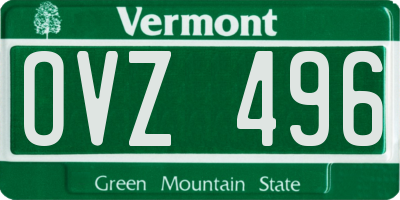 VT license plate OVZ496