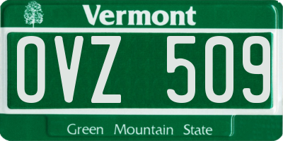VT license plate OVZ509