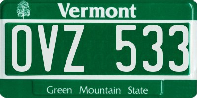 VT license plate OVZ533
