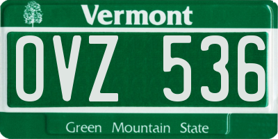VT license plate OVZ536