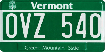 VT license plate OVZ540