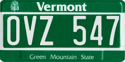 VT license plate OVZ547